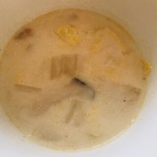 白菜とエリンギの豆乳味噌スープ